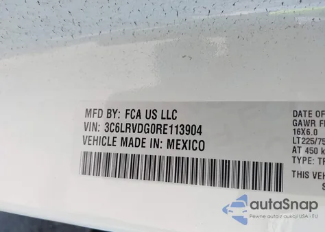 2024 Ram Promaster 2500 Tradesman High Roof 159 Wb W/Pass Seat from USA, damaged, VIN 3C6LRVDG0RE113904